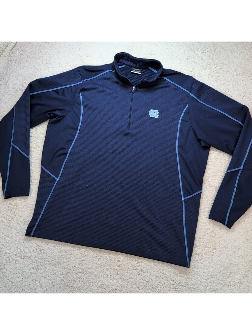 Nike Golf NikeFIT Therma Mens XL UNC Tar Heels 1/4 Zip Pullover Navy 373338-421